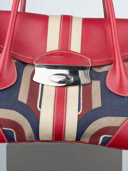 Prada 2000s Canvas ‘Stampata’ Geometric Shoulder Bag