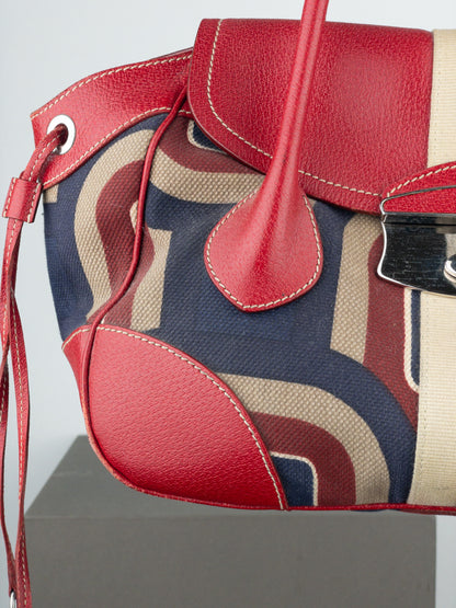 Prada 2000s Canvas ‘Stampata’ Geometric Shoulder Bag