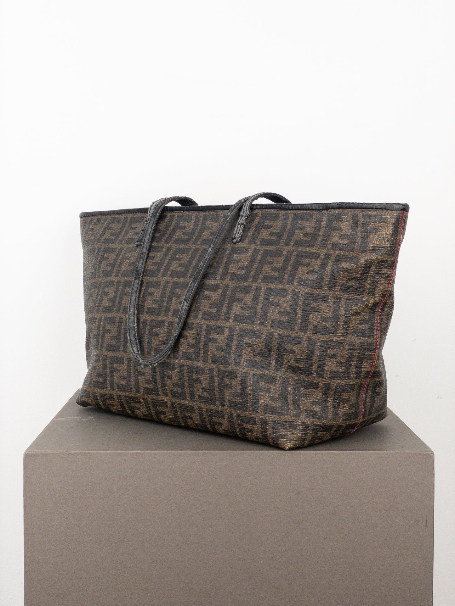 Fendi 2000s Zucca Canvas Roll Shopper Handbag