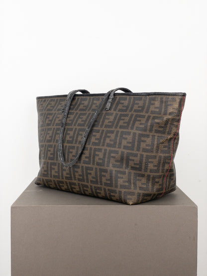 Fendi 2000s Zucca Canvas Roll Shopper Handbag