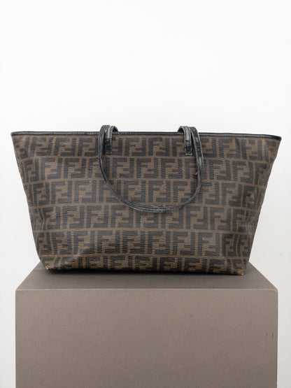 Fendi 2000s Zucca Canvas Roll Shopper Handbag