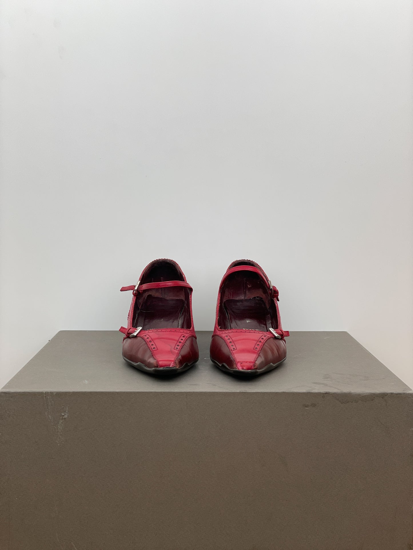 Prada 2000s Mary-Jane Buckle Brogue Kitten Heels