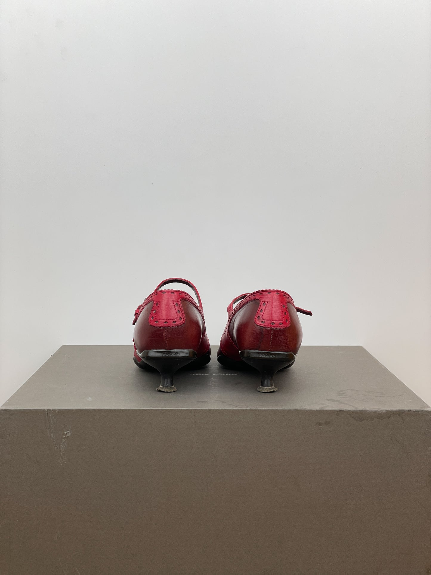 Prada 2000s Mary-Jane Buckle Brogue Kitten Heels