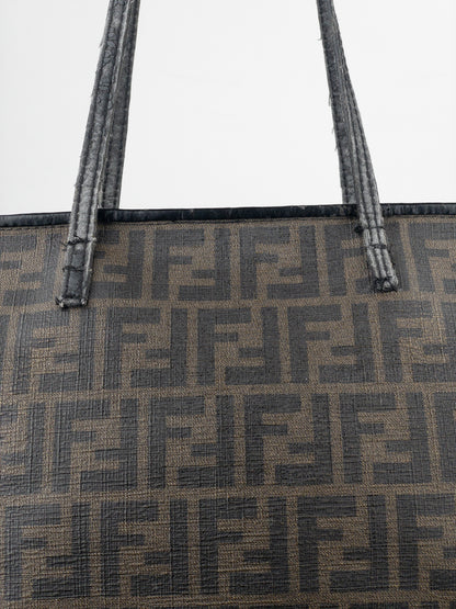 Fendi 2000s Zucca Canvas Roll Shopper Handbag