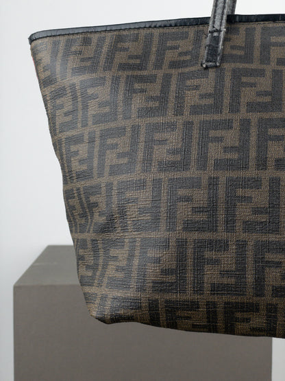 Fendi 2000s Zucca Canvas Roll Shopper Handbag