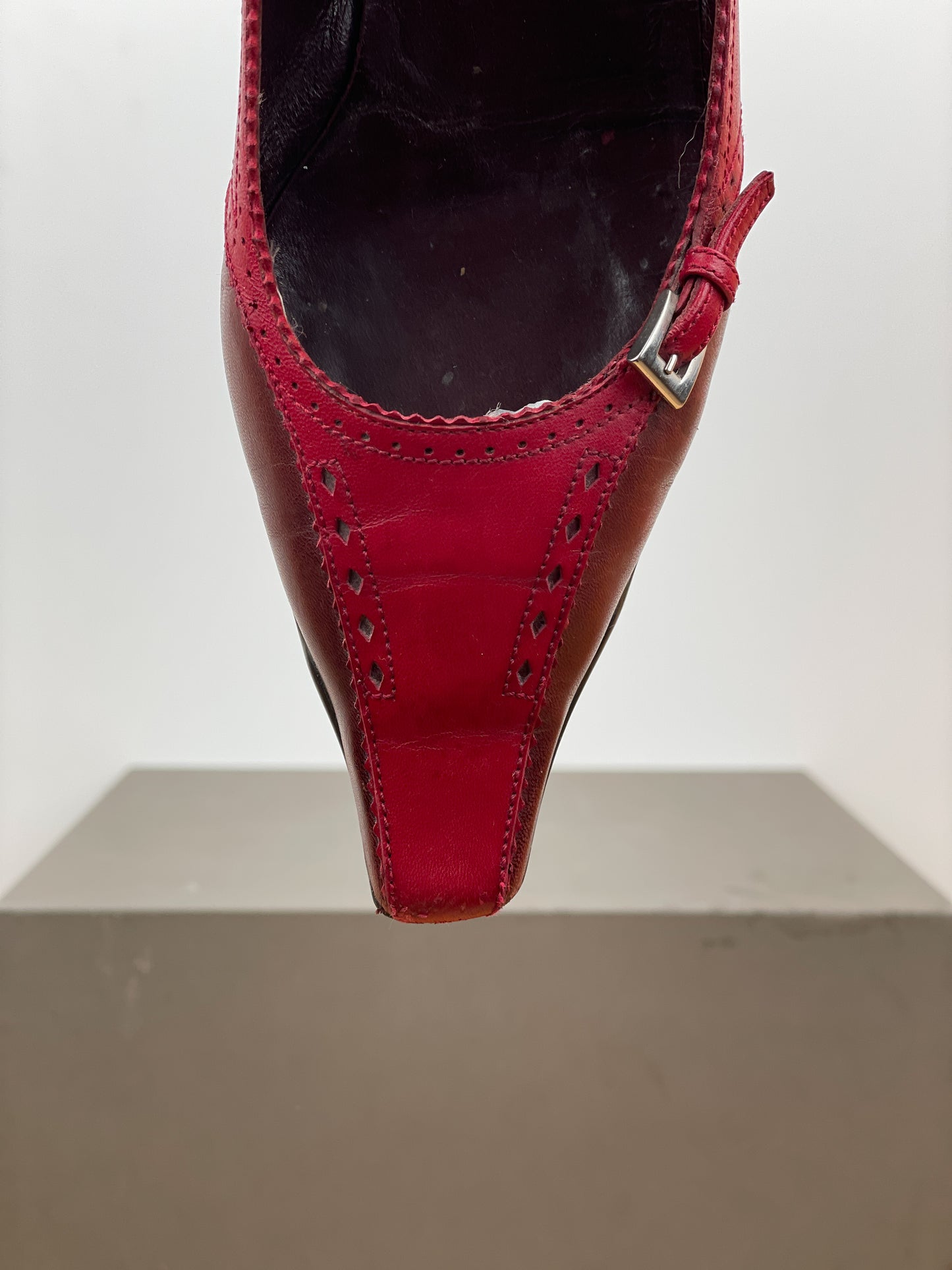 Prada 2000s Mary-Jane Buckle Brogue Kitten Heels