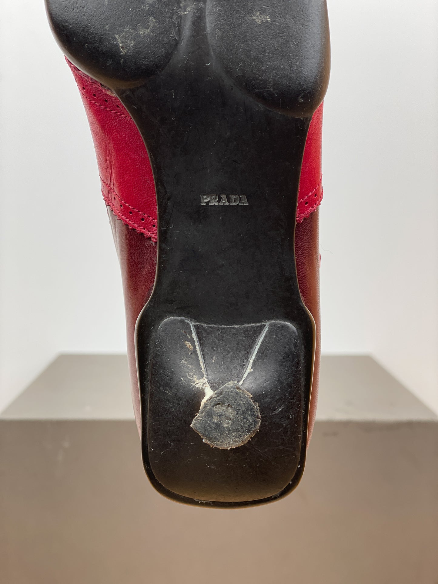 Prada 2000s Mary-Jane Buckle Brogue Kitten Heels