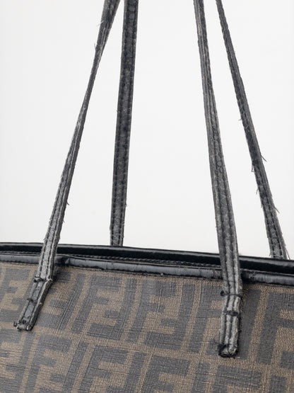 Fendi 2000s Zucca Canvas Roll Shopper Handbag