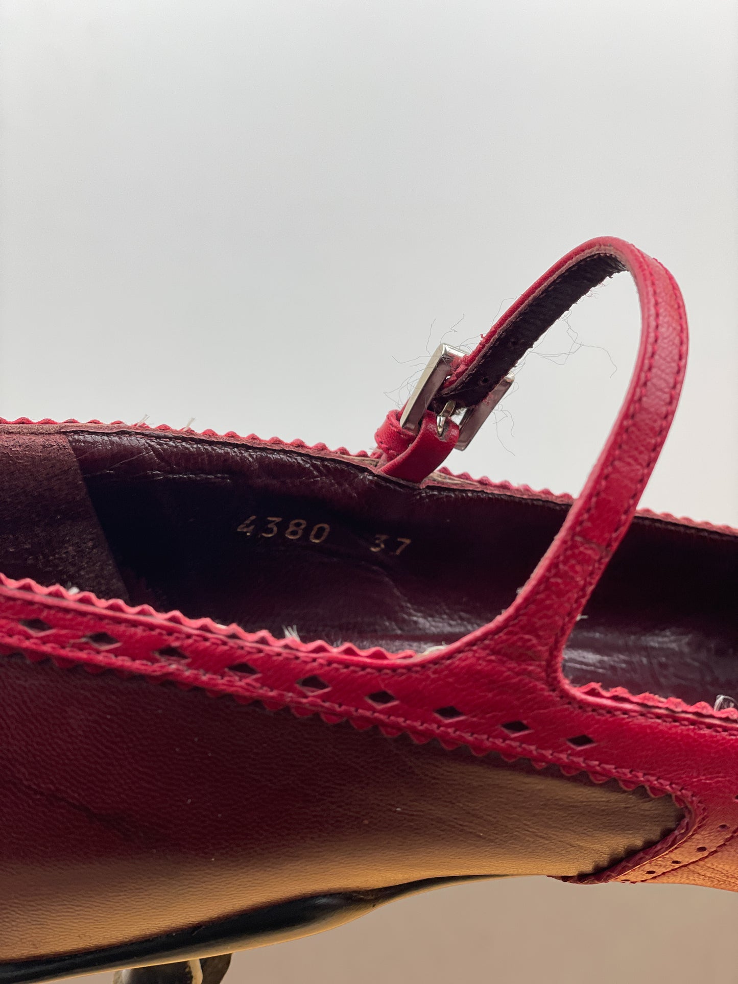 Prada 2000s Mary-Jane Buckle Brogue Kitten Heels
