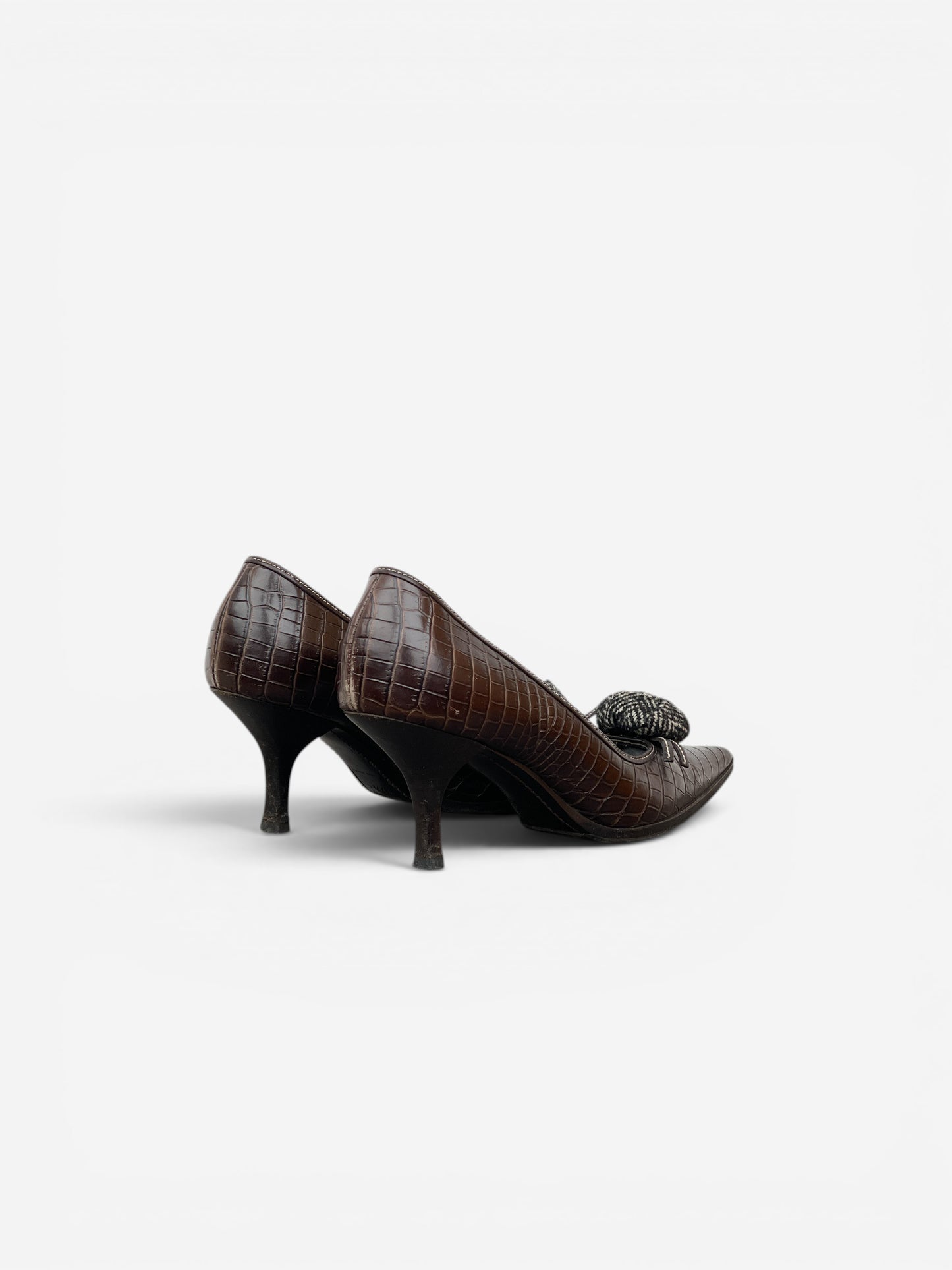Prada 2000s Pointed-Toe Crocodile Print Kitten Heels – photo 2