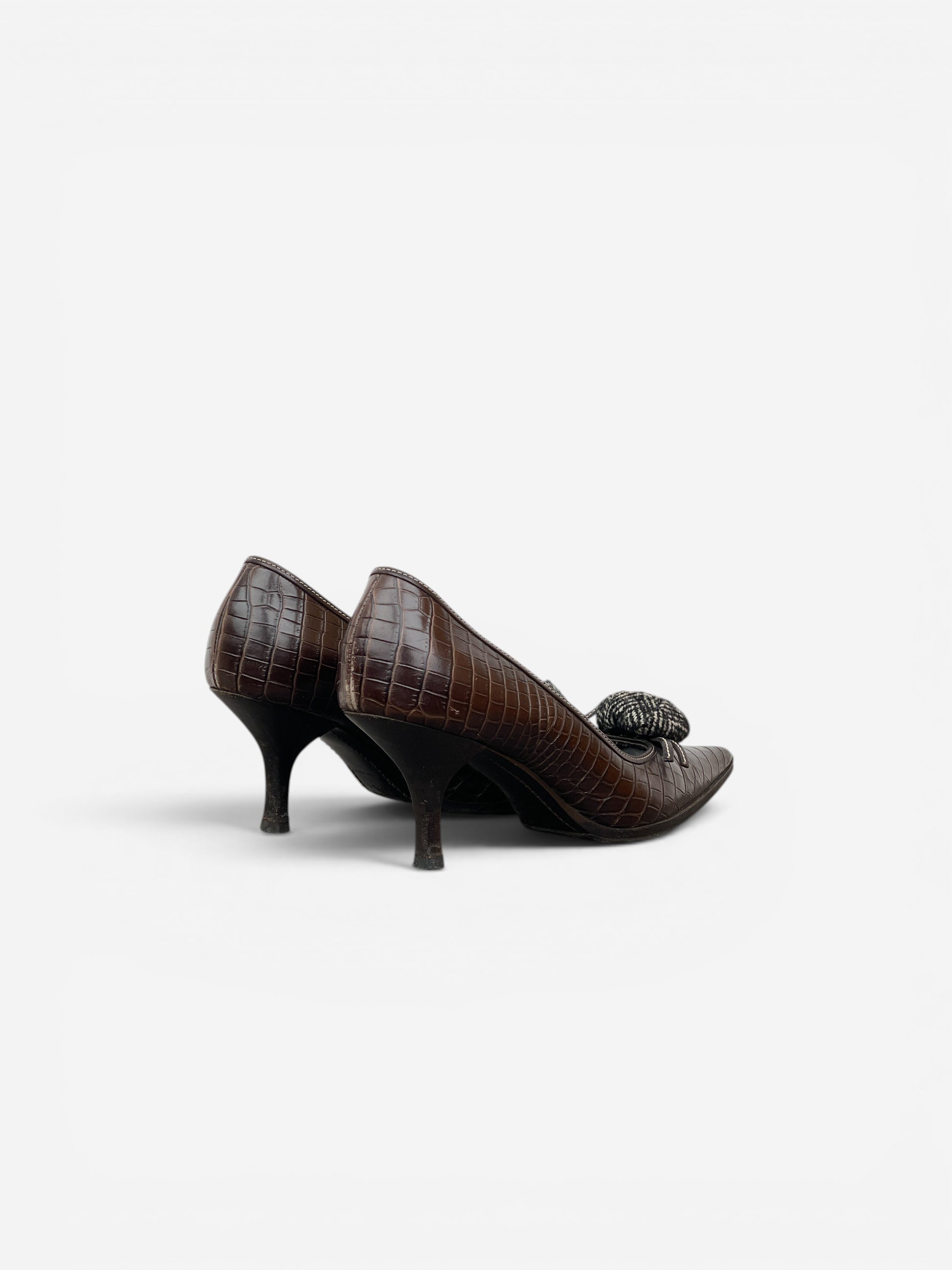 Prada 2000s Pointed-Toe Crocodile Print Kitten Heels – photo 2