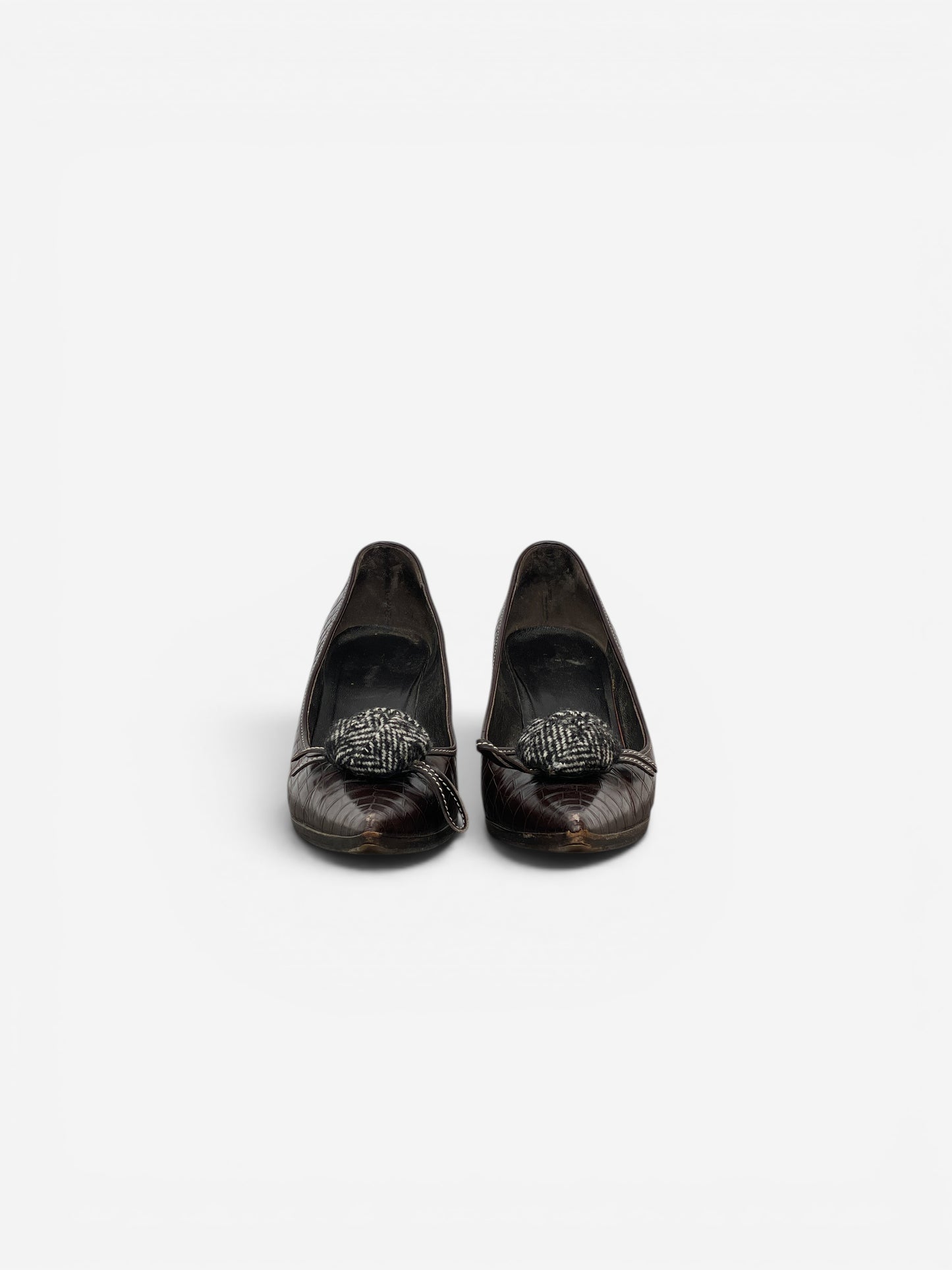 Prada 2000s Pointed-Toe Crocodile Print Kitten Heels – photo 5