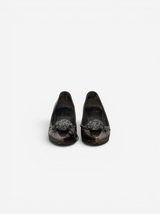 Prada 2000s Pointed-Toe Crocodile Print Kitten Heels – photo 5
