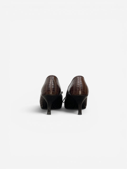 Prada 2000s Pointed-Toe Crocodile Print Kitten Heels – photo 6