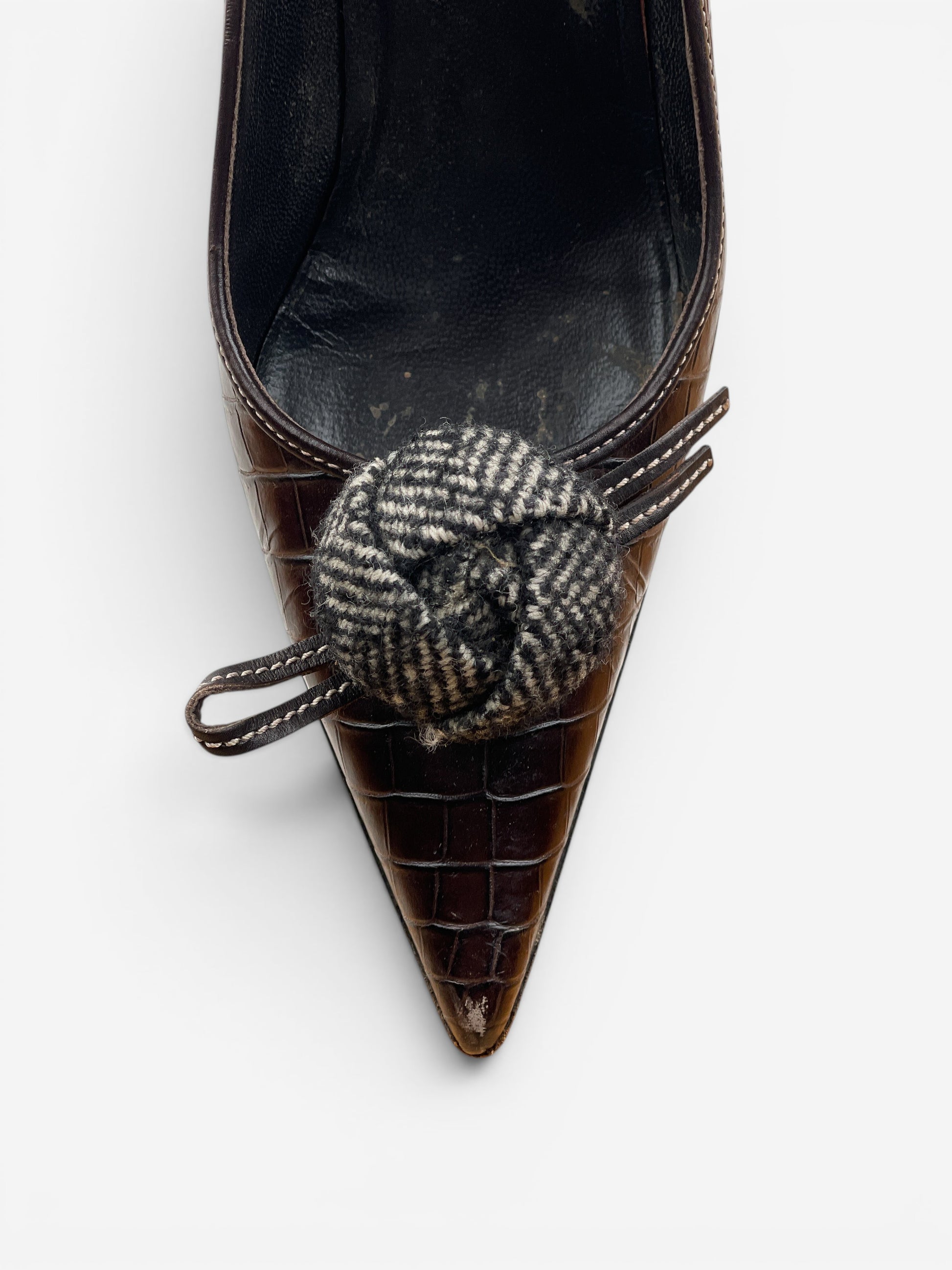 Prada 2000s Pointed-Toe Crocodile Print Kitten Heels – photo 7