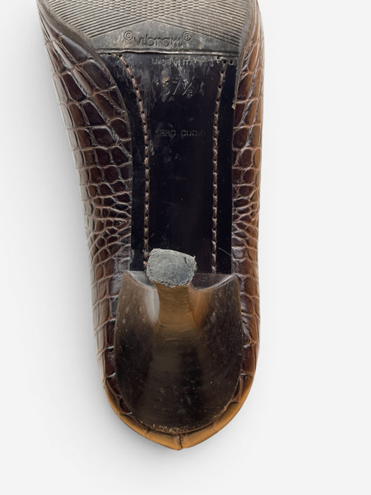 Prada 2000s Pointed-Toe Crocodile Print Kitten Heels – photo 8