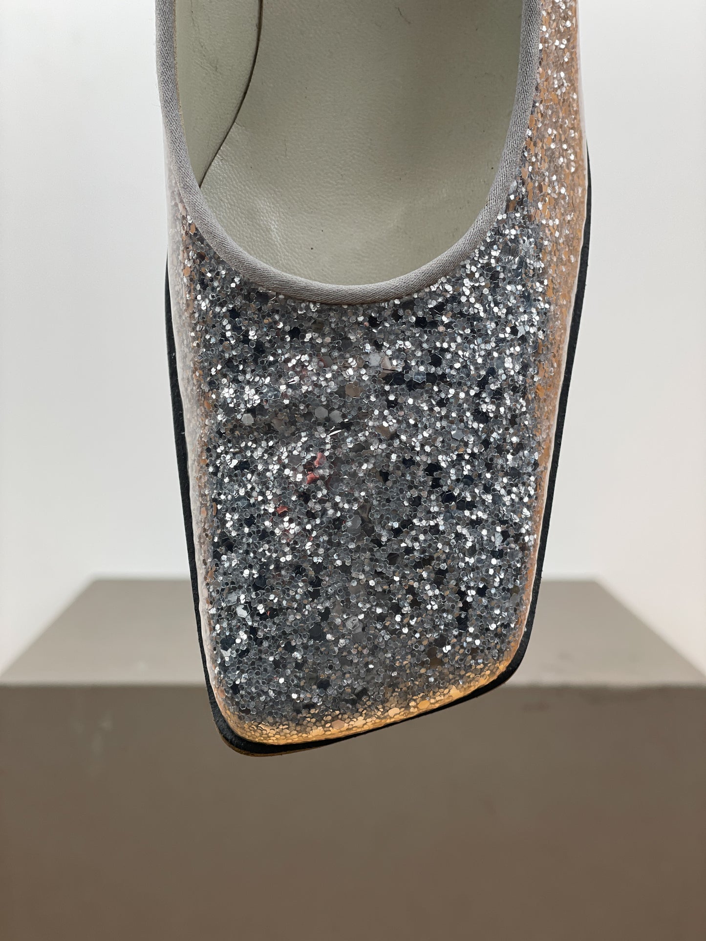 Miu Miu AW98 Square-Toe Mary-Jane Sculptural Glitter Pumps