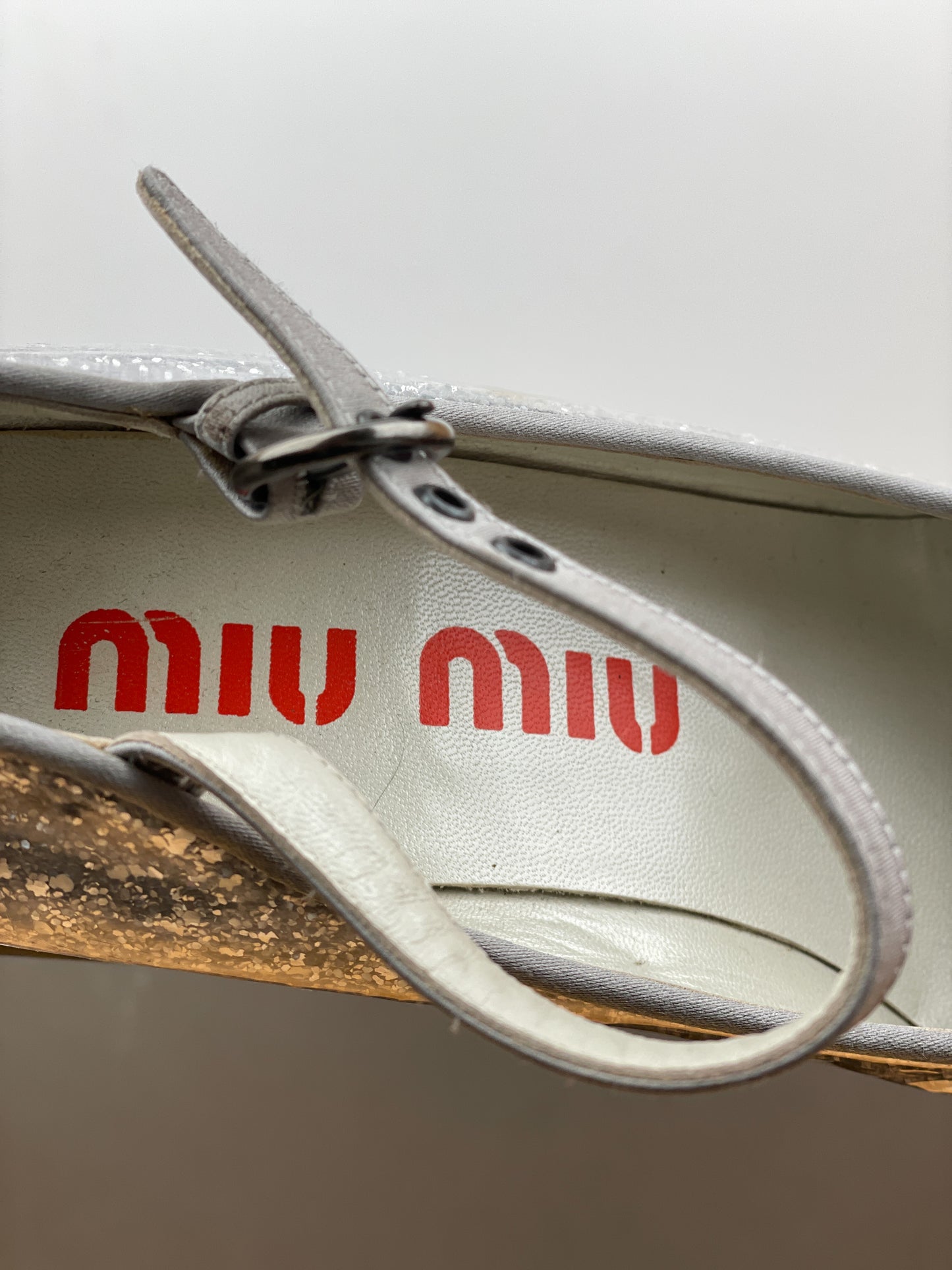 Miu Miu AW98 Square-Toe Mary-Jane Sculptural Glitter Pumps