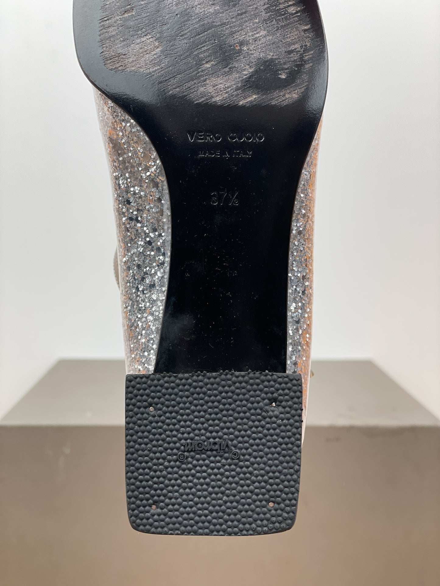 Miu Miu AW98 Square-Toe Mary-Jane Sculptural Glitter Pumps