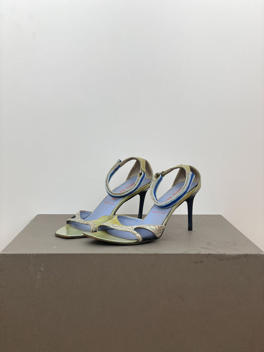 Miu Miu SS00 Snakeskin Python Hybrid Sandal Heels
