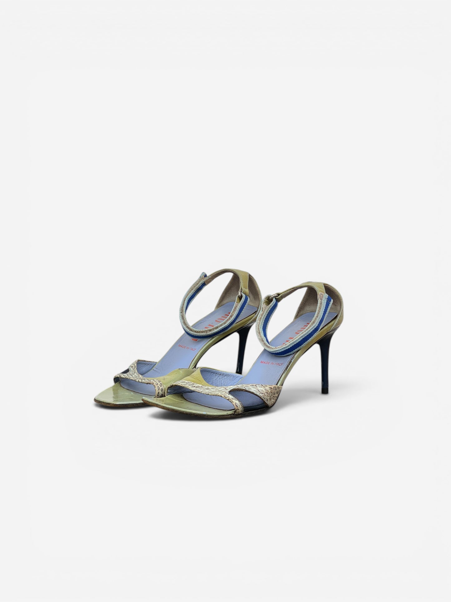 Miu Miu SS00 Snakeskin Python Hybrid Sandal Heels