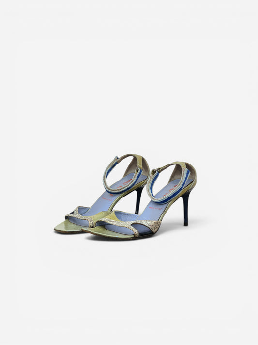 Miu Miu SS00 Snakeskin Python Hybrid Sandal Heels