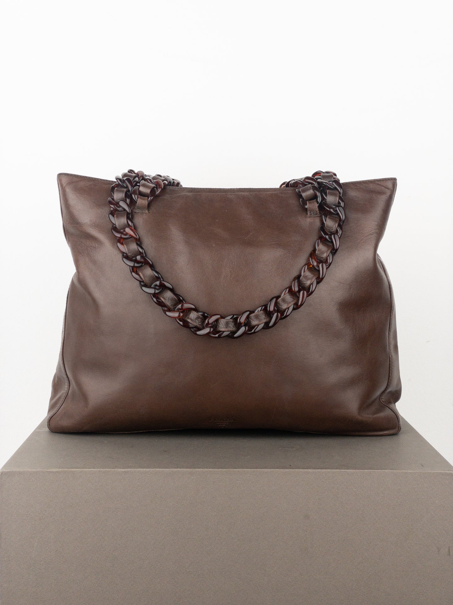 Prada AW96 Chain Leather Shopper Tote Shoulder Bag