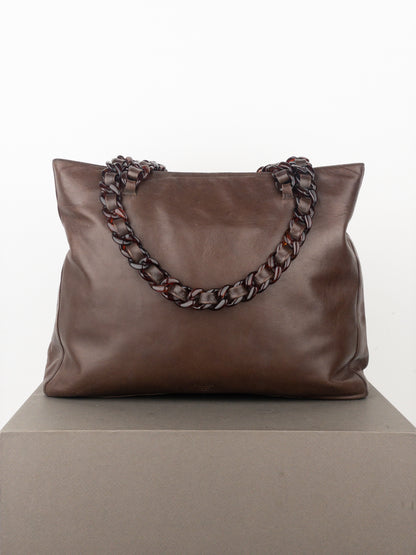 Prada AW96 Chain Leather Shopper Tote Shoulder Bag