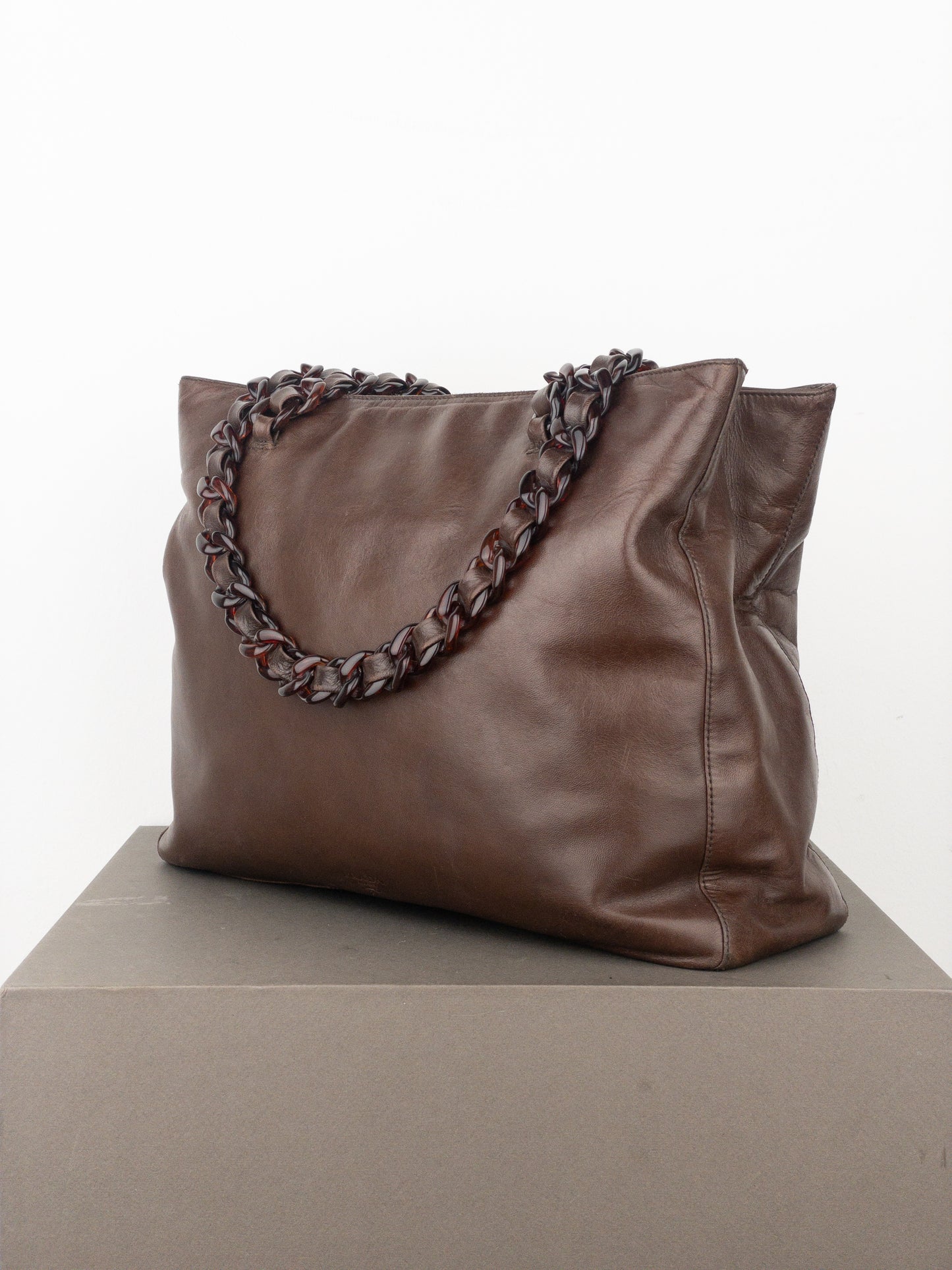 Prada AW96 Chain Leather Shopper Tote Shoulder Bag