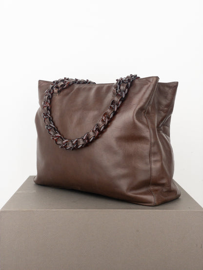 Prada AW96 Chain Leather Shopper Tote Shoulder Bag