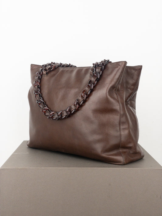 Prada AW96 Chain Leather Shopper Tote Shoulder Bag