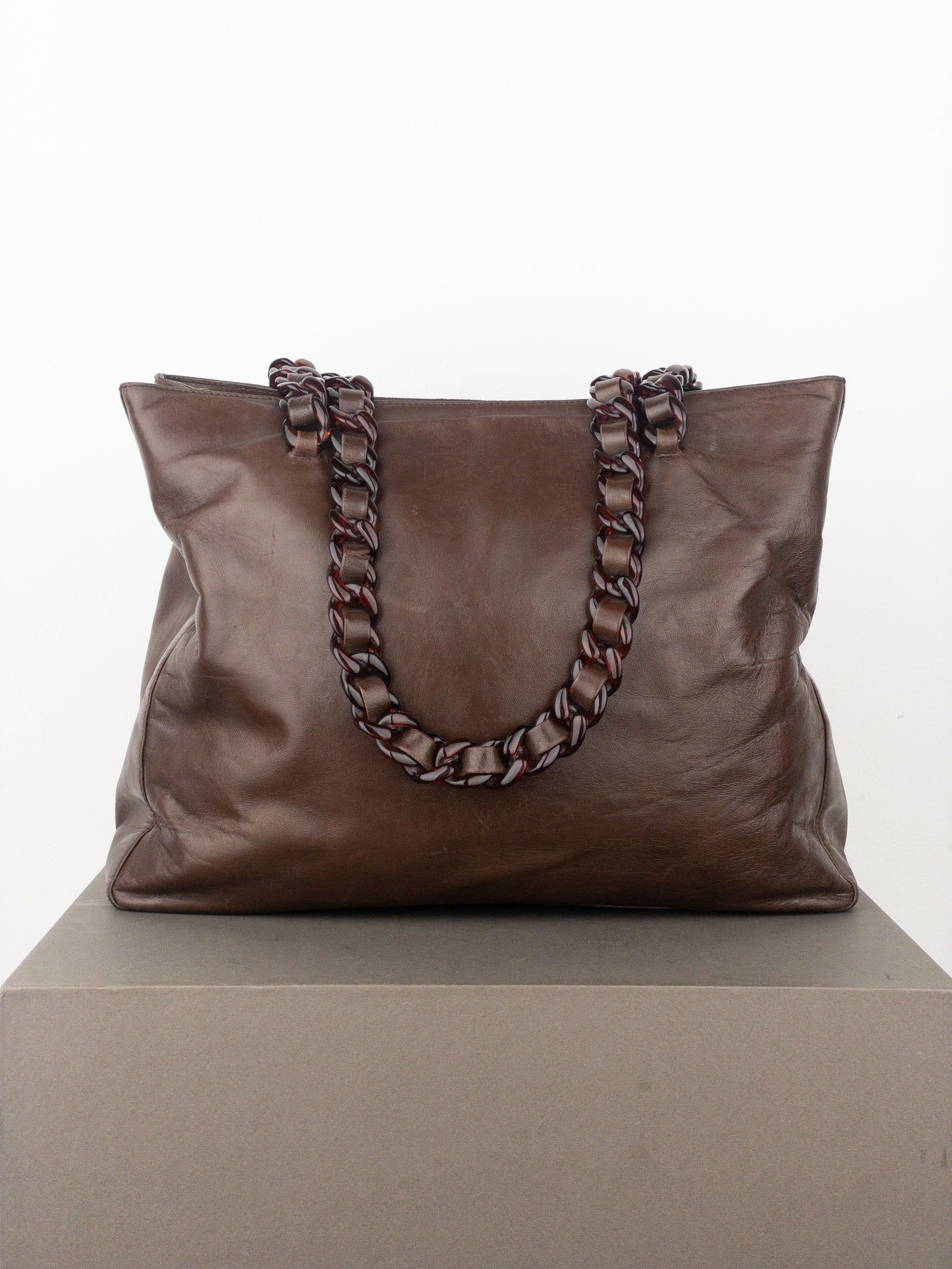 Prada AW96 Chain Leather Shopper Tote Shoulder Bag