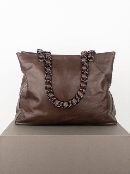 Prada AW96 Chain Leather Shopper Tote Shoulder Bag