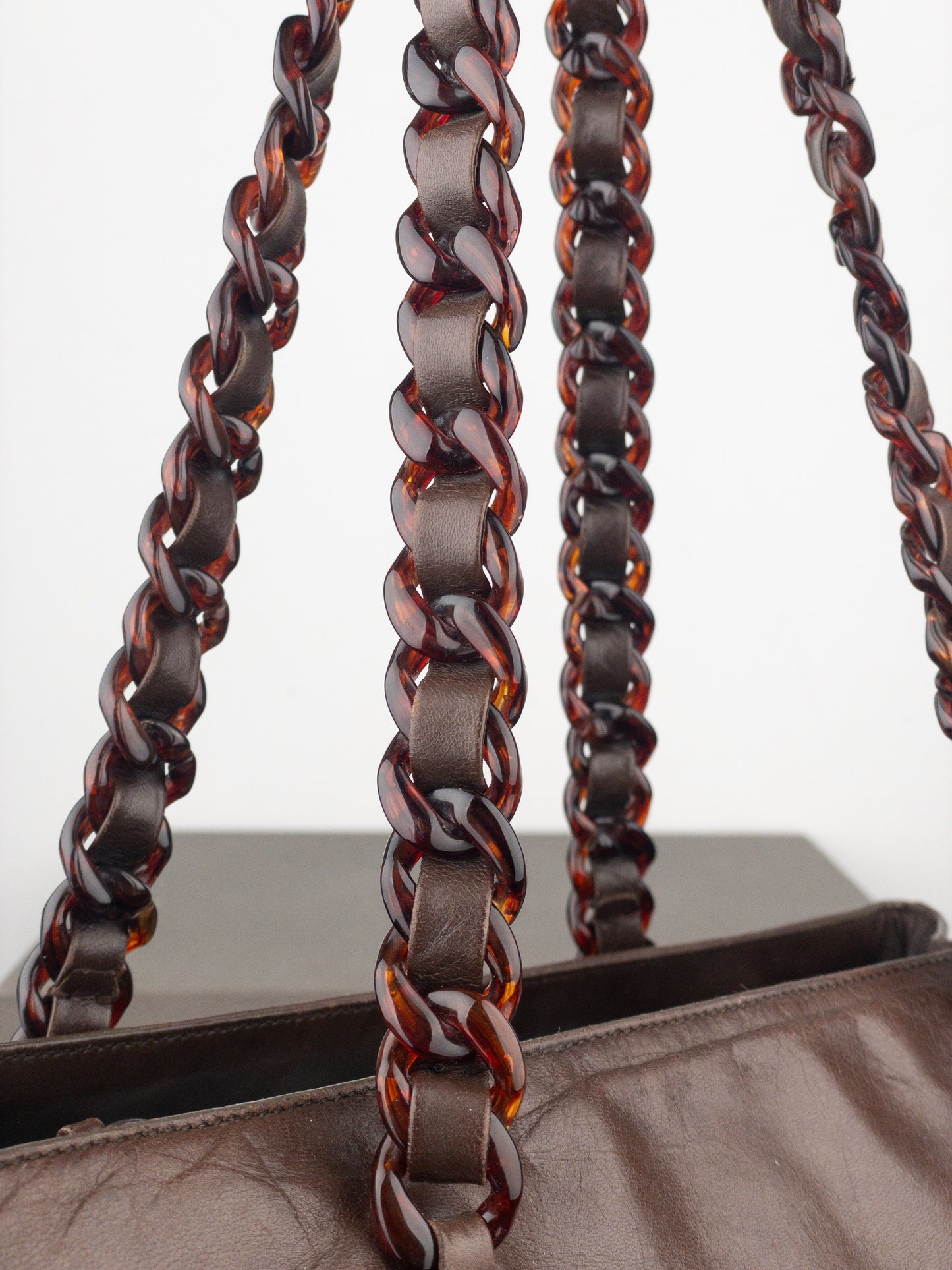 Prada AW96 Chain Leather Shopper Tote Shoulder Bag