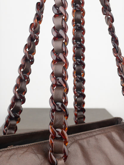 Prada AW96 Chain Leather Shopper Tote Shoulder Bag