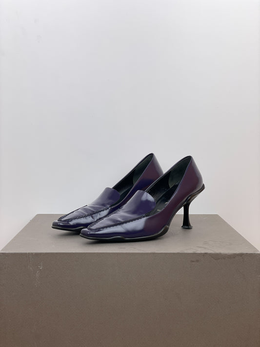 Prada 2000s Square Toe Loafer Pump Heels