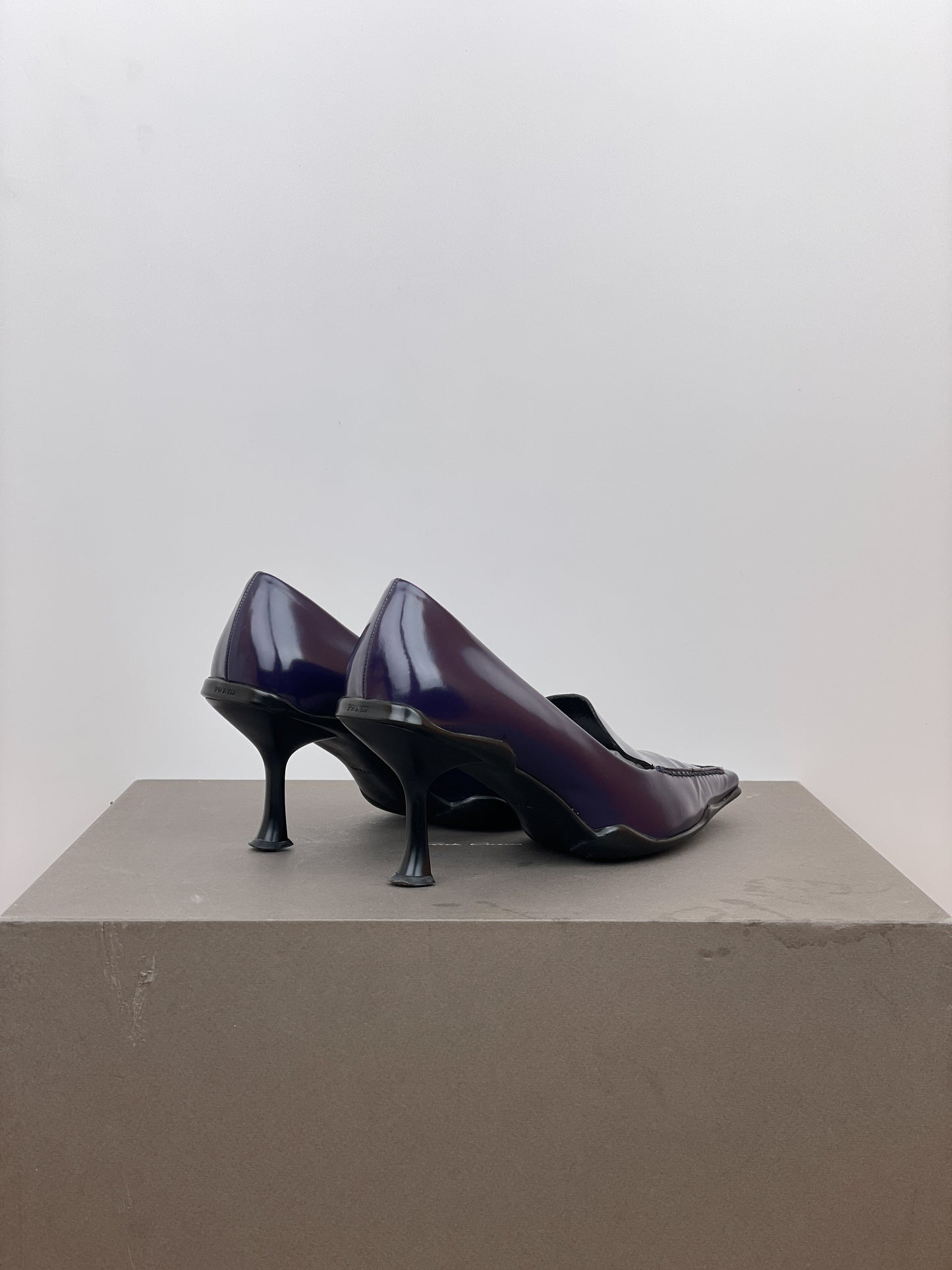 Prada 2000s Square Toe Loafer Pump Heels