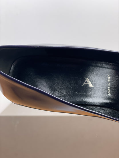 Prada 2000s Square Toe Loafer Pump Heels