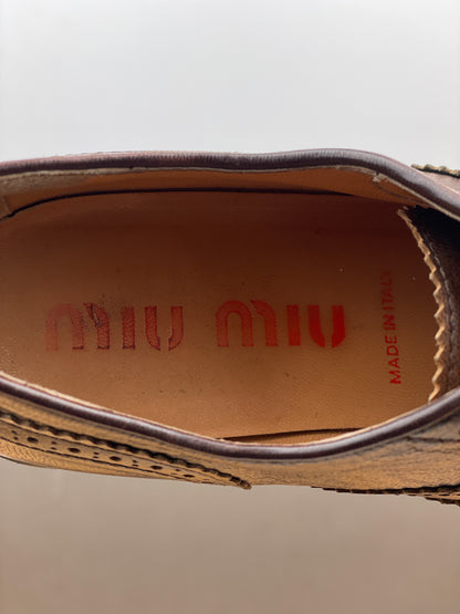 Miu Miu SS99 Square-Toe Spike-Sole Brogue Derbies