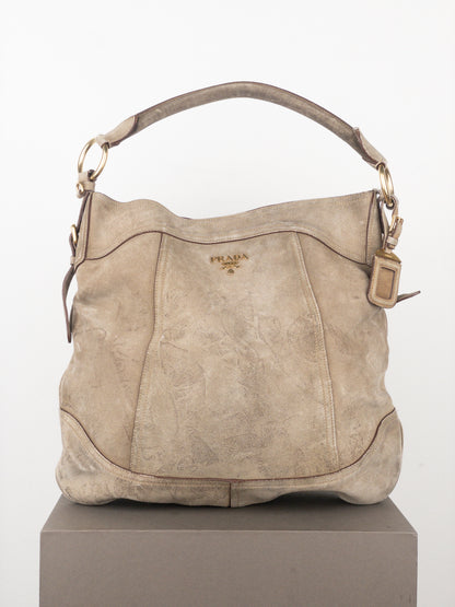 Prada 2000s Scamosciato Suede Hobo Shoulder Bag