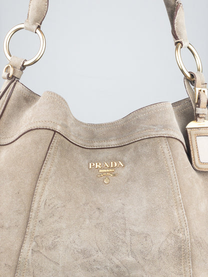 Prada 2000s Scamosciato Suede Hobo Shoulder Bag