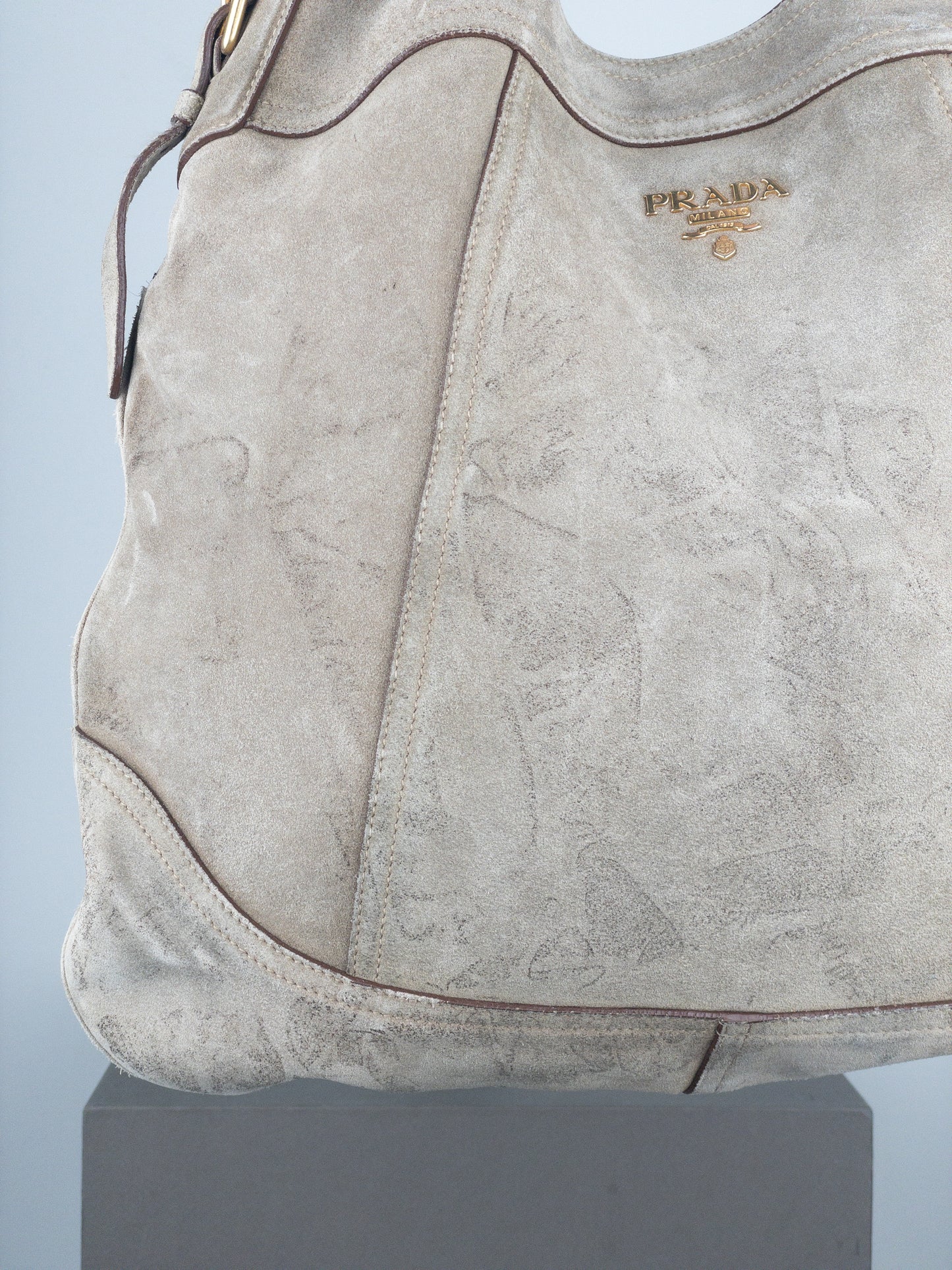 Prada 2000s Scamosciato Suede Hobo Shoulder Bag
