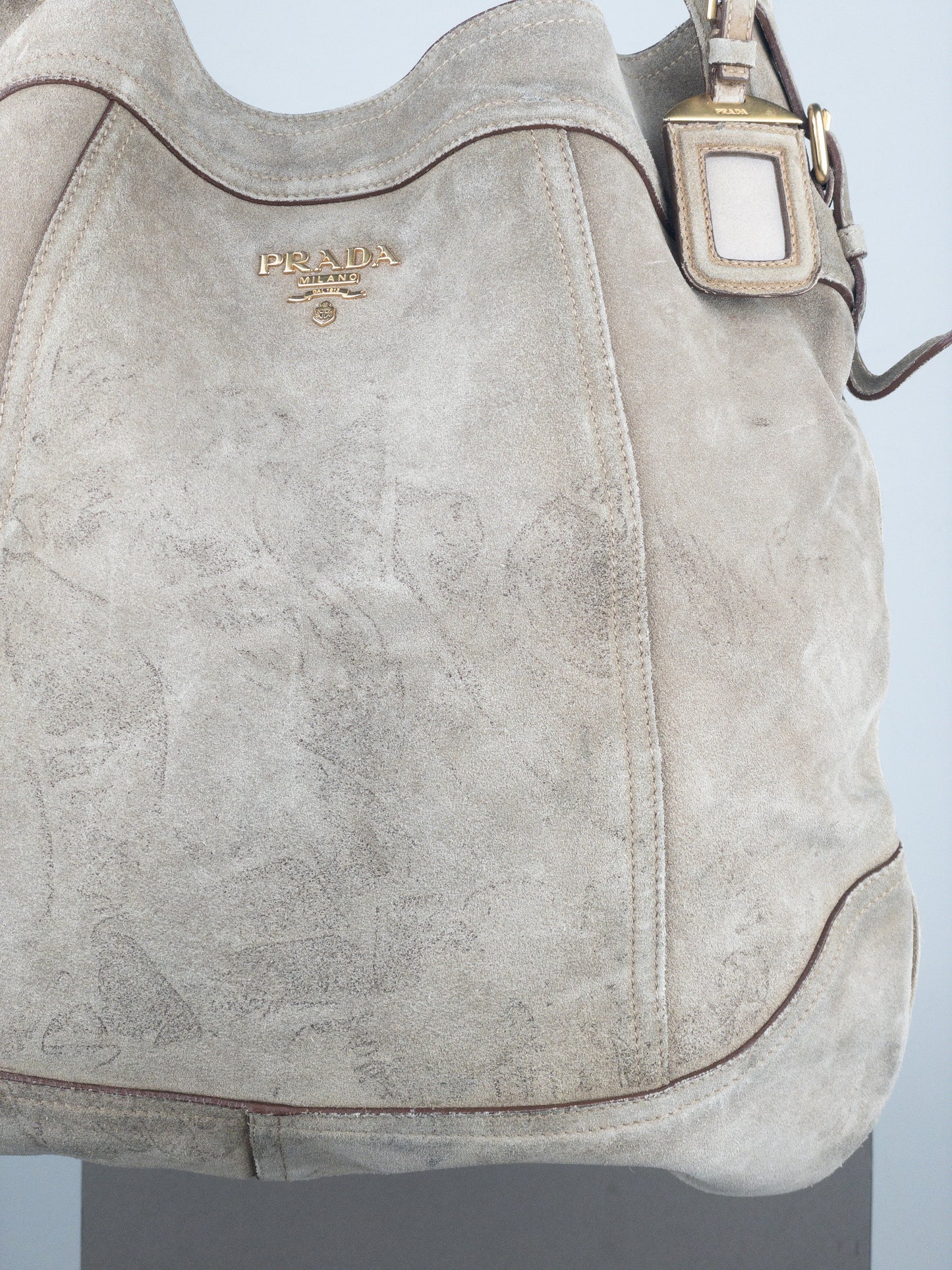 Prada 2000s Scamosciato Suede Hobo Shoulder Bag