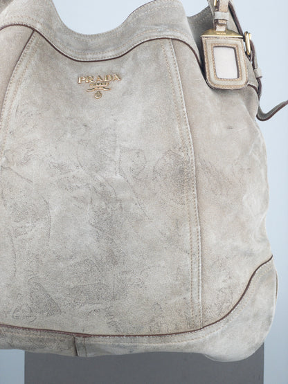 Prada 2000s Scamosciato Suede Hobo Shoulder Bag