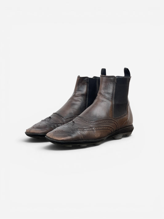 Miu Miu SS99 Square-Toe Spike-Sole Brogue Chelsea Boots