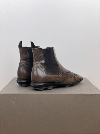 Miu Miu SS99 Square-Toe Spike-Sole Brogue Chelsea Boots