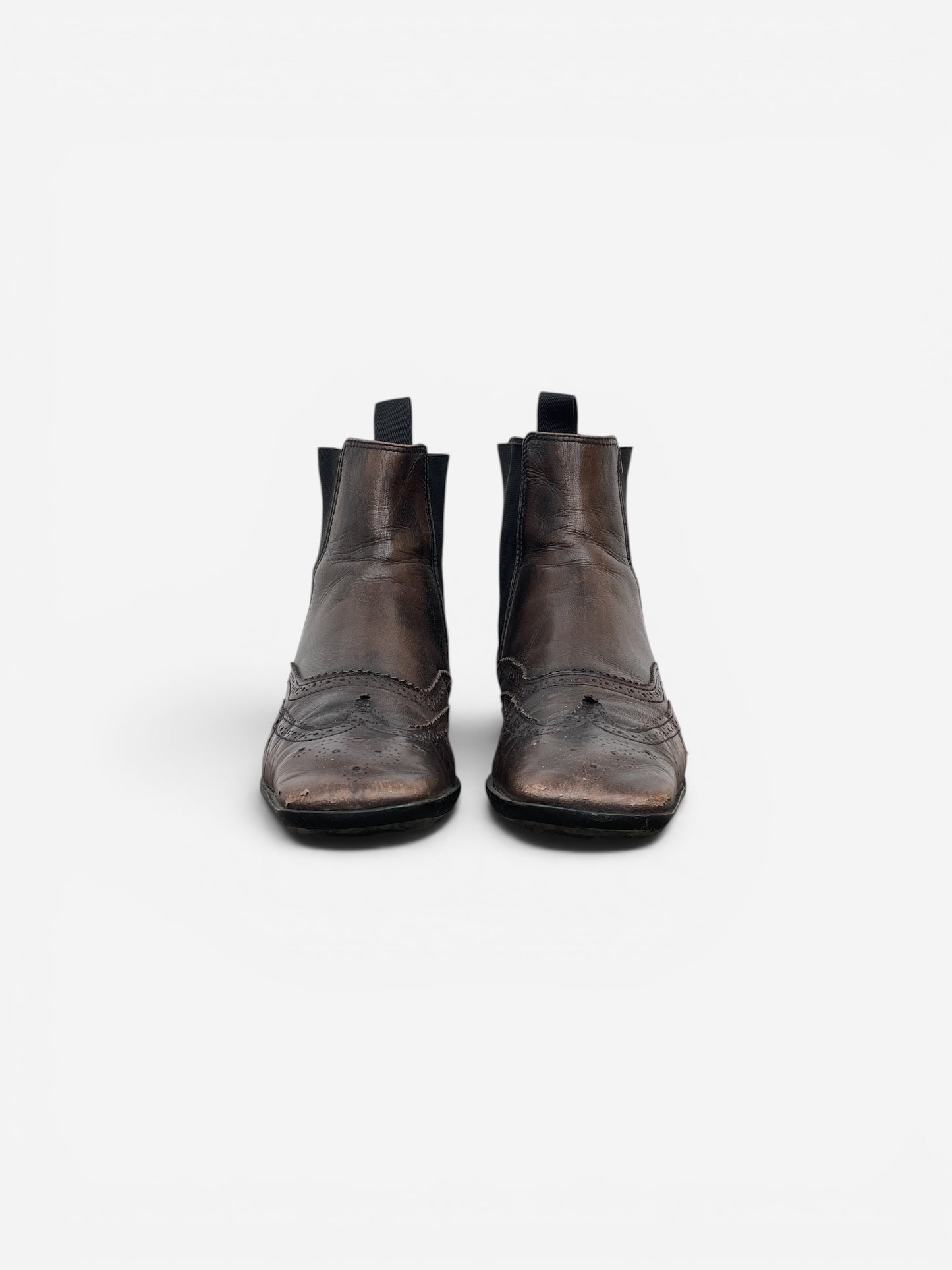 Miu Miu SS99 Square-Toe Spike-Sole Brogue Chelsea Boots – photo 5