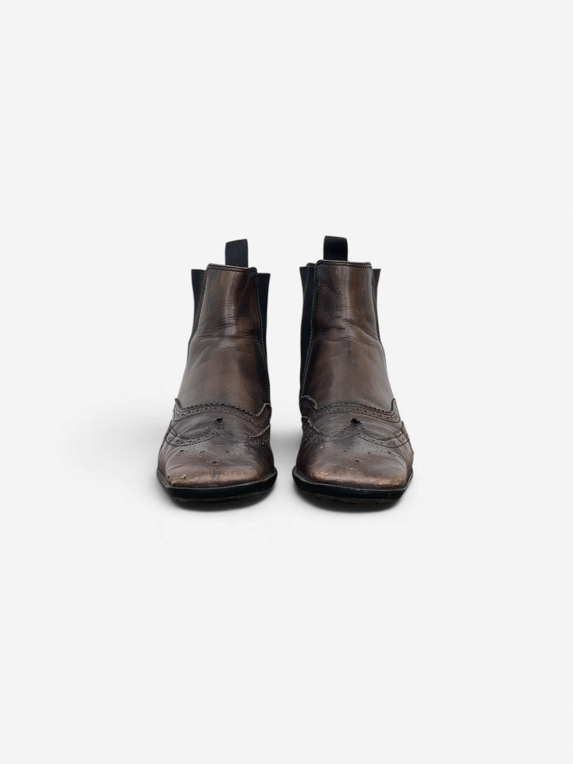 Miu Miu SS99 Square-Toe Spike-Sole Brogue Chelsea Boots – photo 5