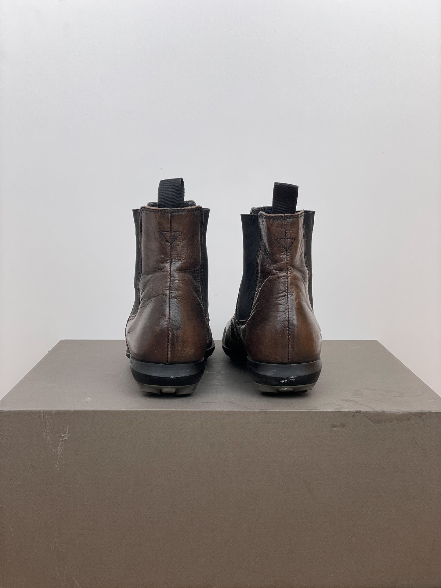 Miu Miu SS99 Square-Toe Spike-Sole Brogue Chelsea Boots