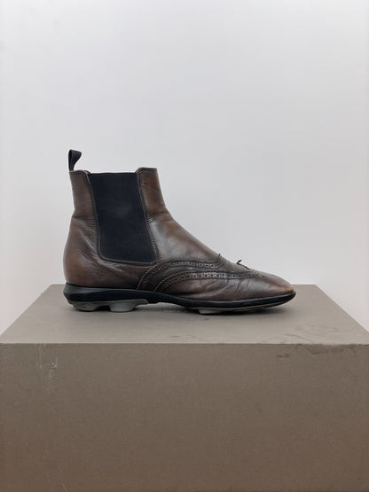 Miu Miu SS99 Square-Toe Spike-Sole Brogue Chelsea Boots